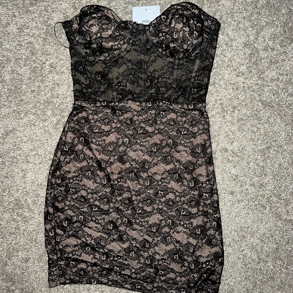 Black lace corset dress